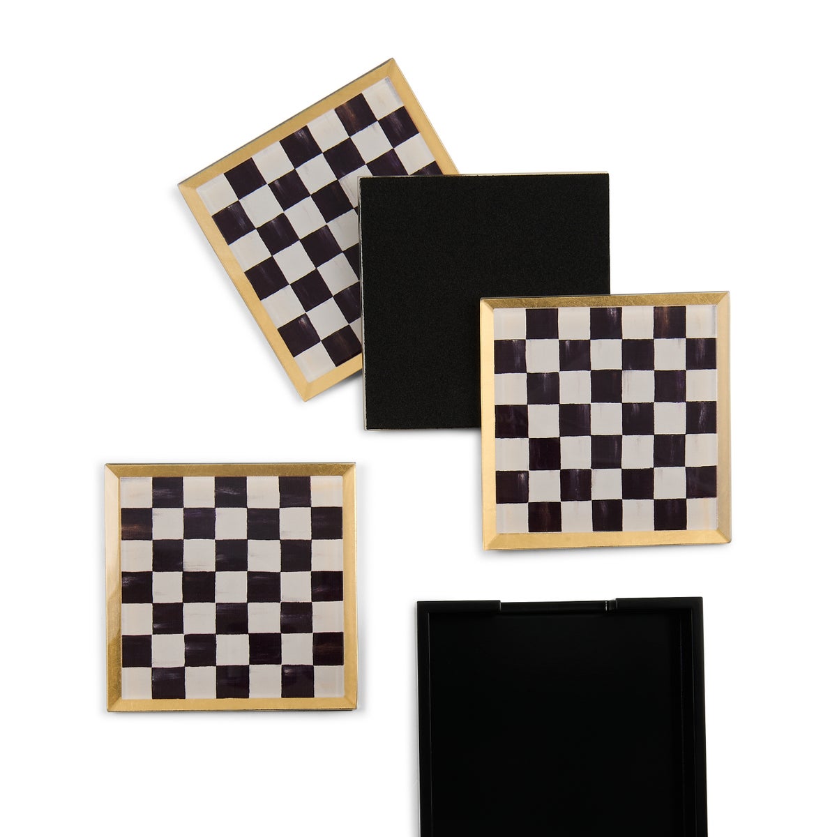 Courtly Check Glass Coasters, Set of 4 - Image 3