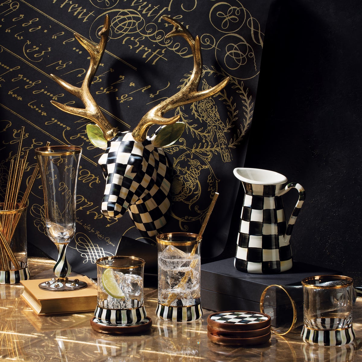 Courtly Check Enamel Coasters, Set of 4 - Image 2