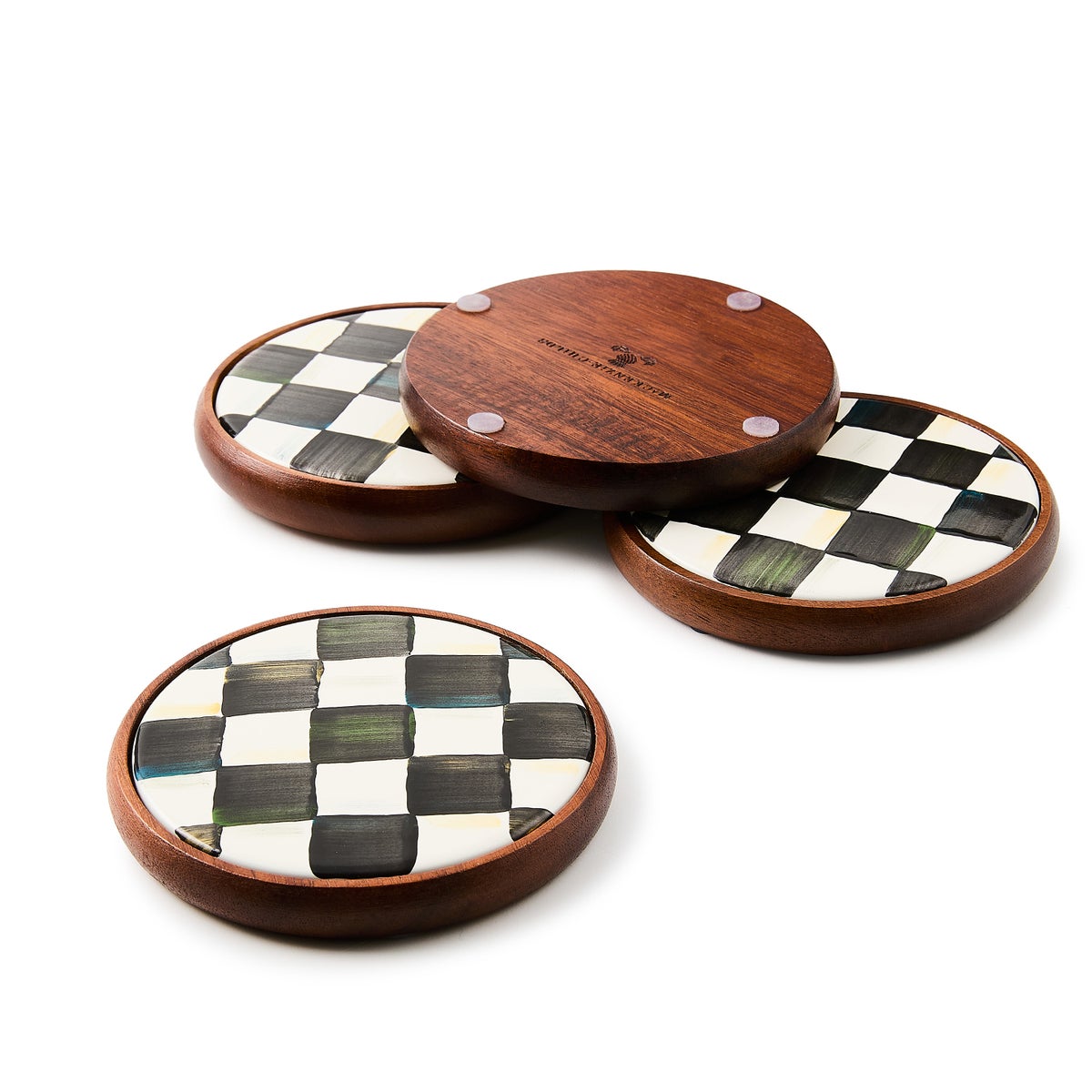 Courtly Check Enamel Coasters, Set of 4 - Image 4