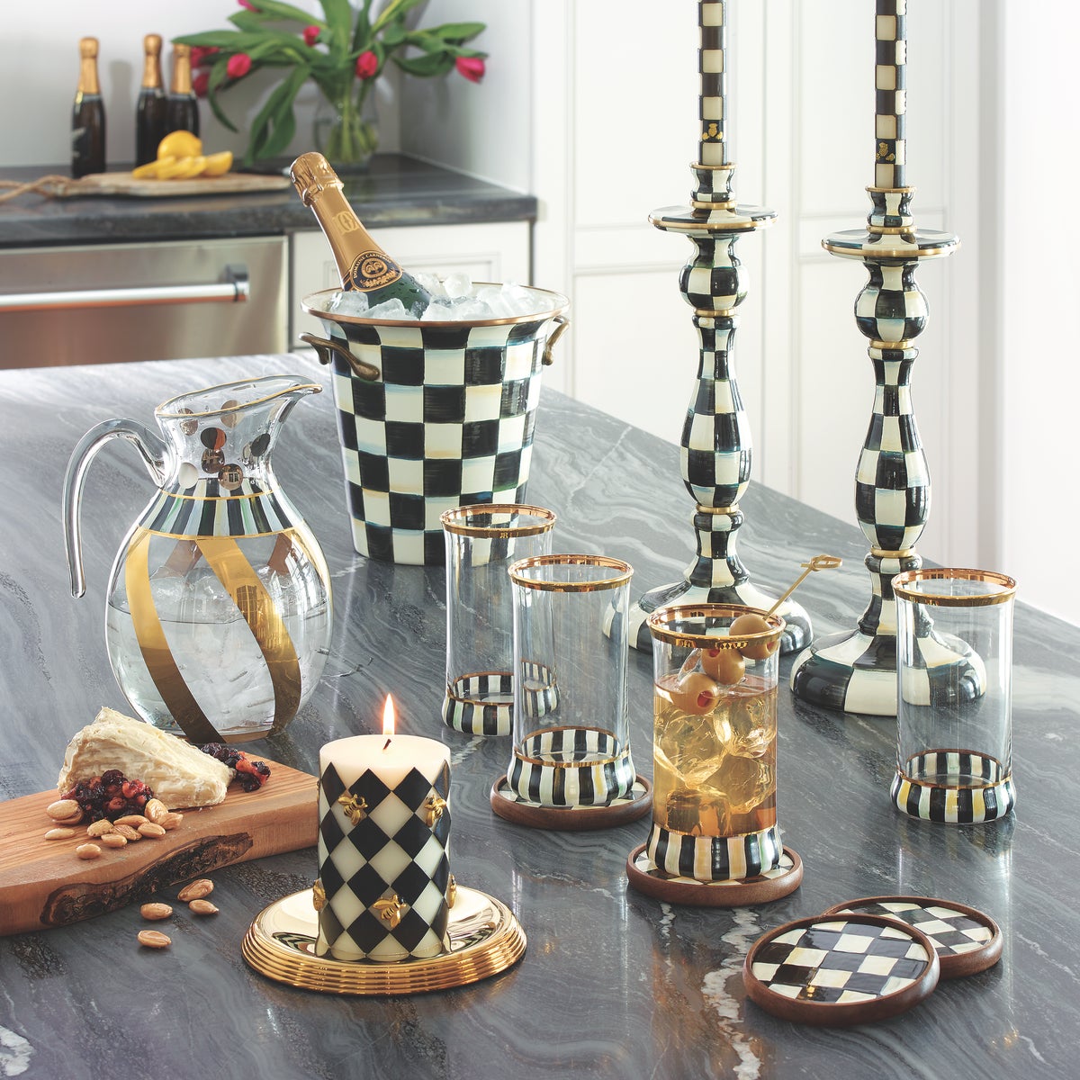 Courtly Check Enamel Coasters, Set of 4 - Image 6