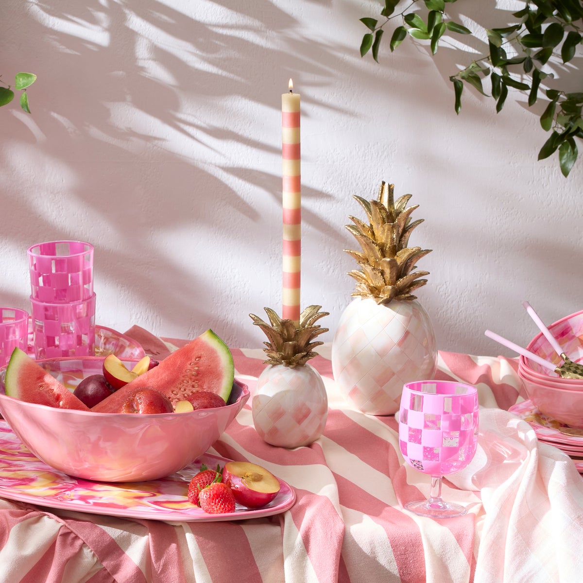 Bands Pink Dinner Candles, Set of 2 - Image 2