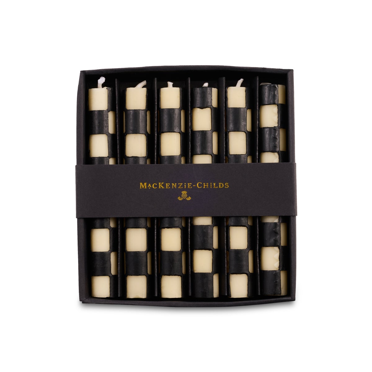Black Check Mini Dinner Candles, Set of 6 - Image 3