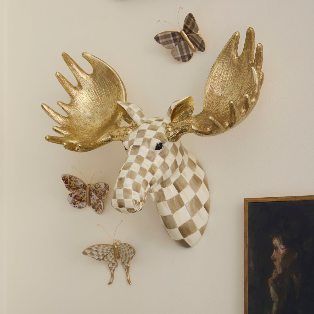 Mocha Check Moose Wall Decor - Image 2