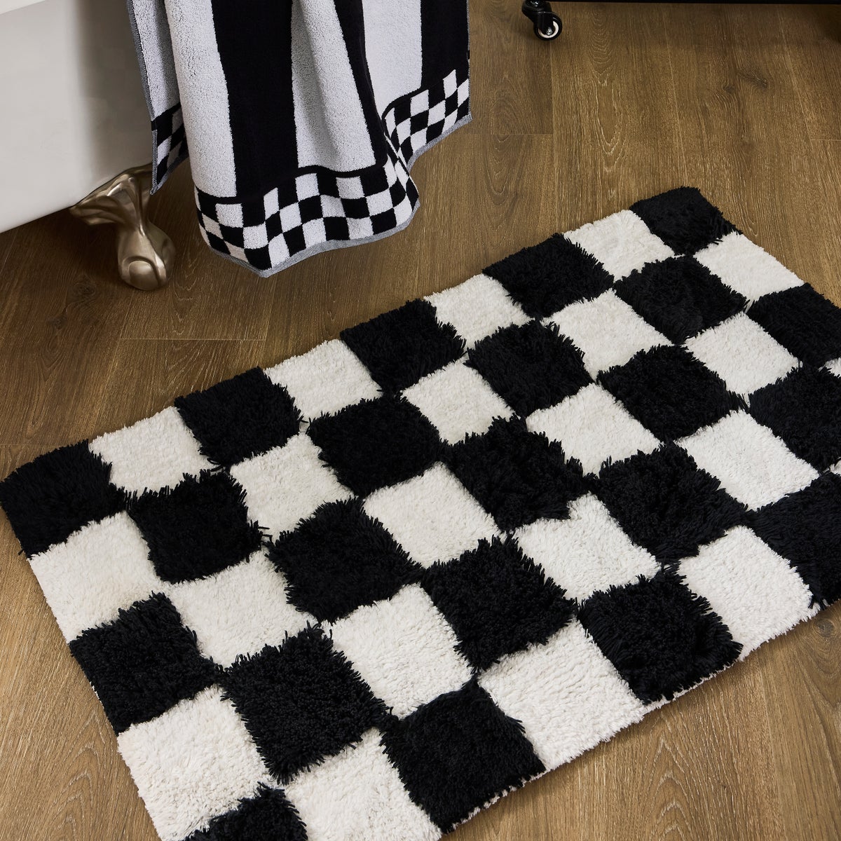 Checkerboard Black Bath Rug - Image 2