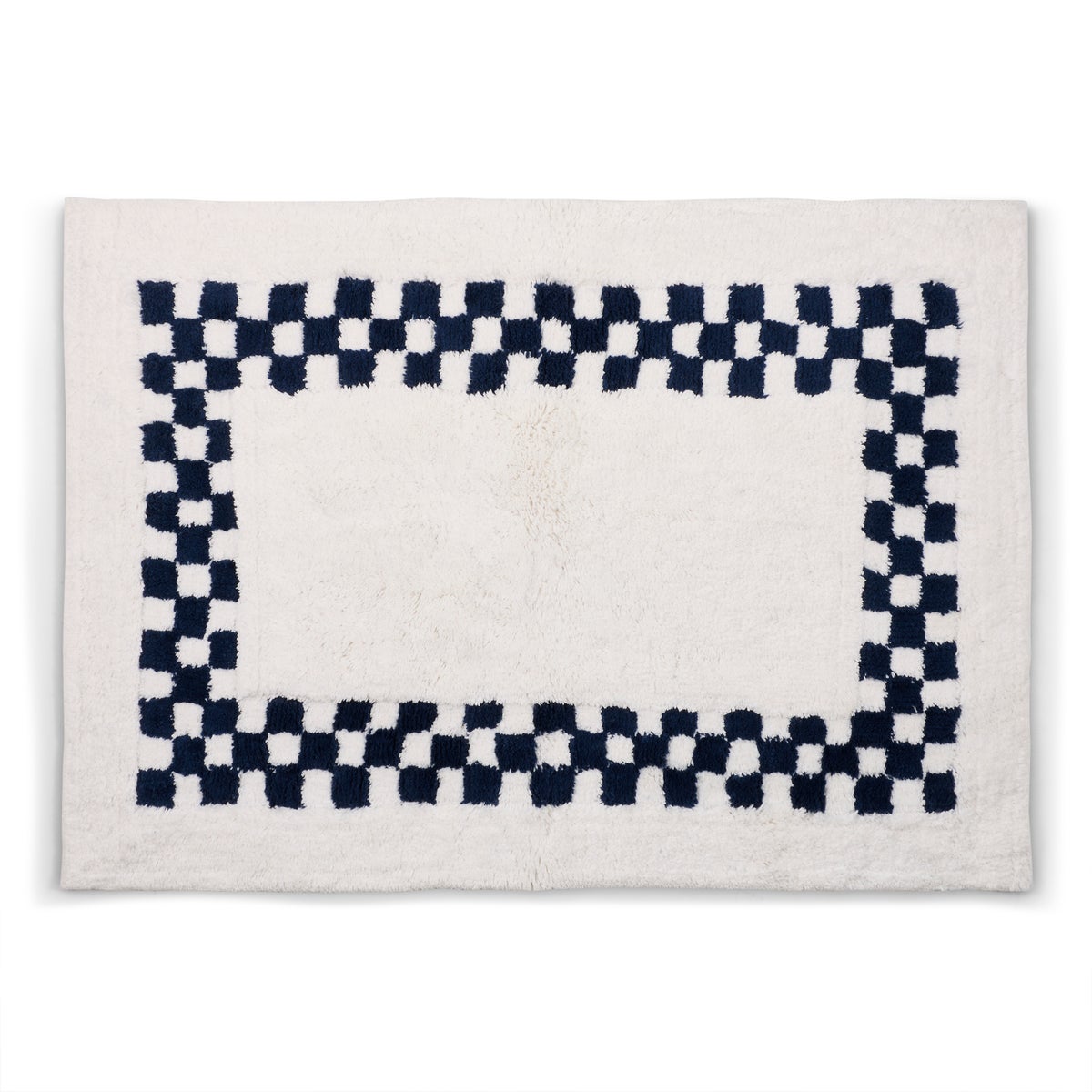 Indigo Blue Check Hotel Bath Rug
