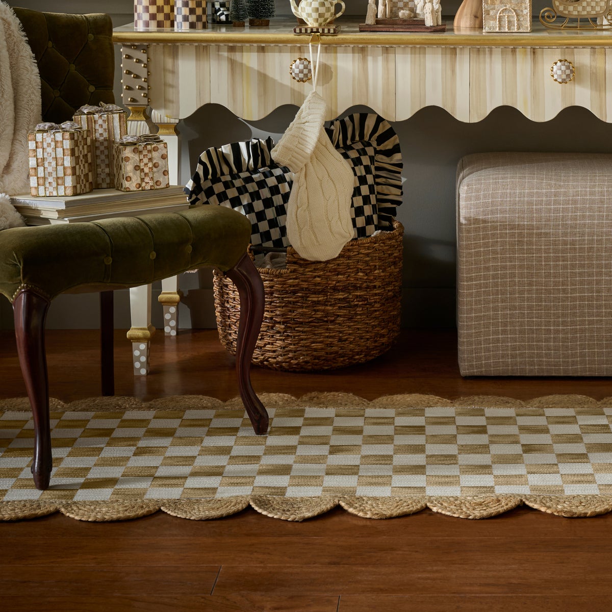 Flax Check with Jute Scallops 2'6" x 7'11" Runner - Image 4