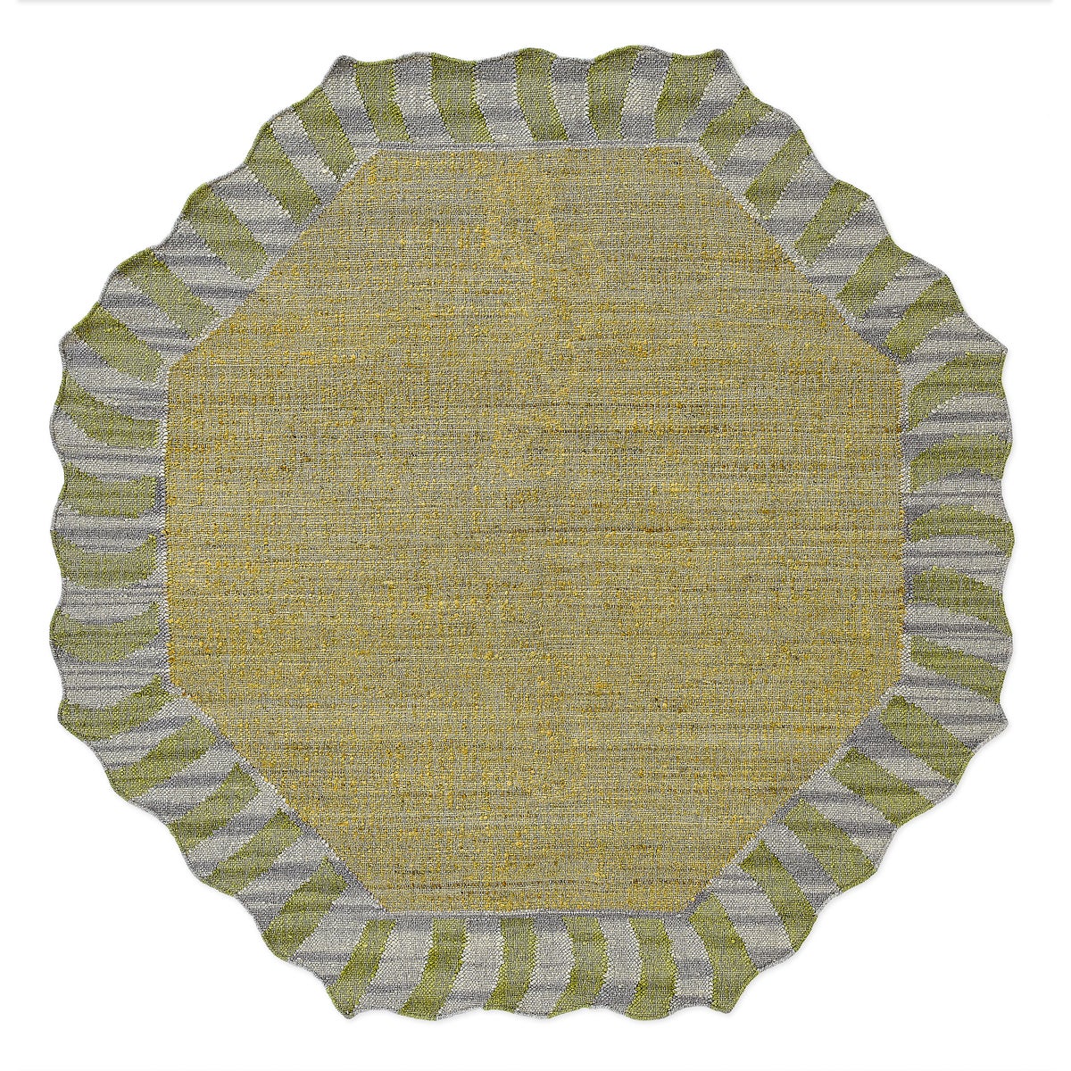 Jute Scalloped Purple and Green 6' Octagon Rug