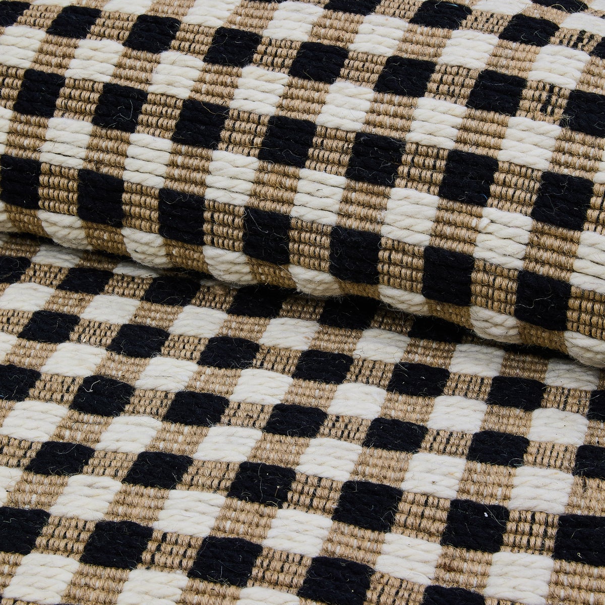 Natural, Black & White Checked 2'6" x 9' Runner - Image 2