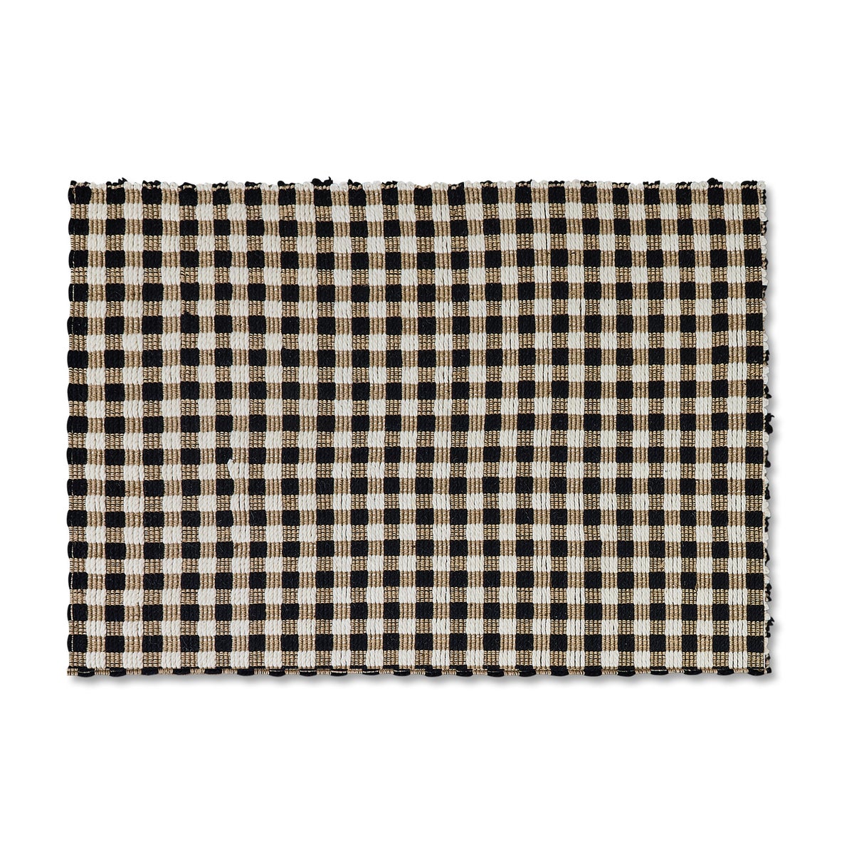Natural, Black & White Checked 3' x 5' Rug