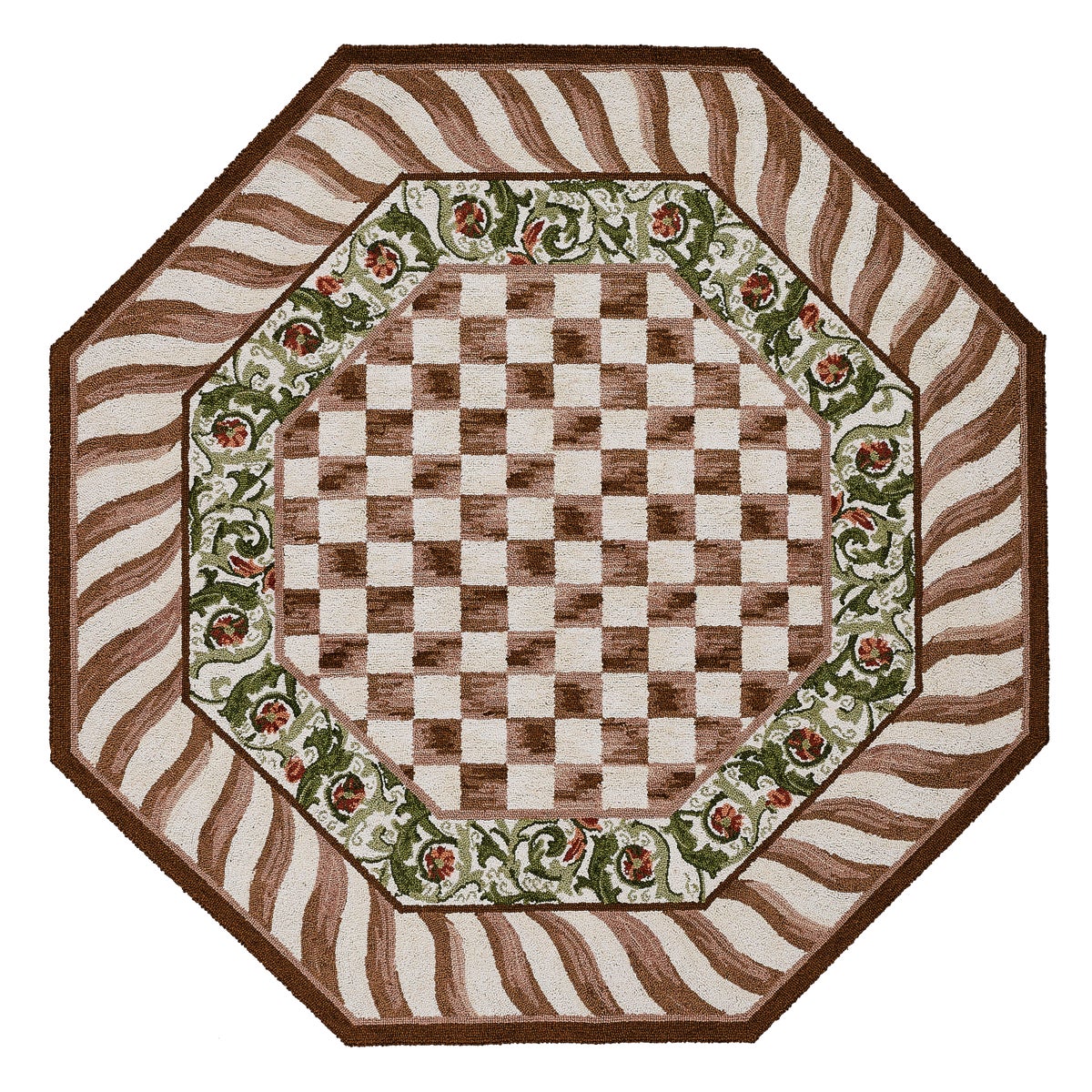 Mocha Check 6' Octagon Rug