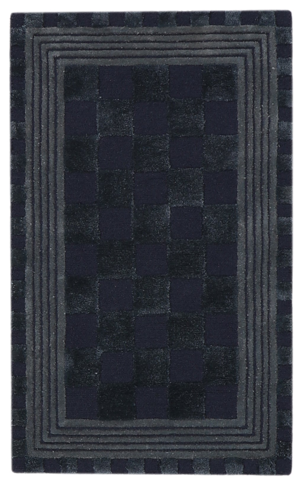 Indigo Blue Tonal Check 2'3" x 3'9" Rug