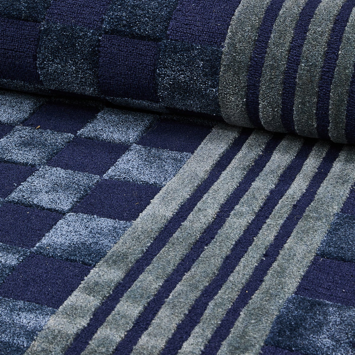 Indigo Blue Tonal Check 2'3" x 3'9" Rug - Image 2