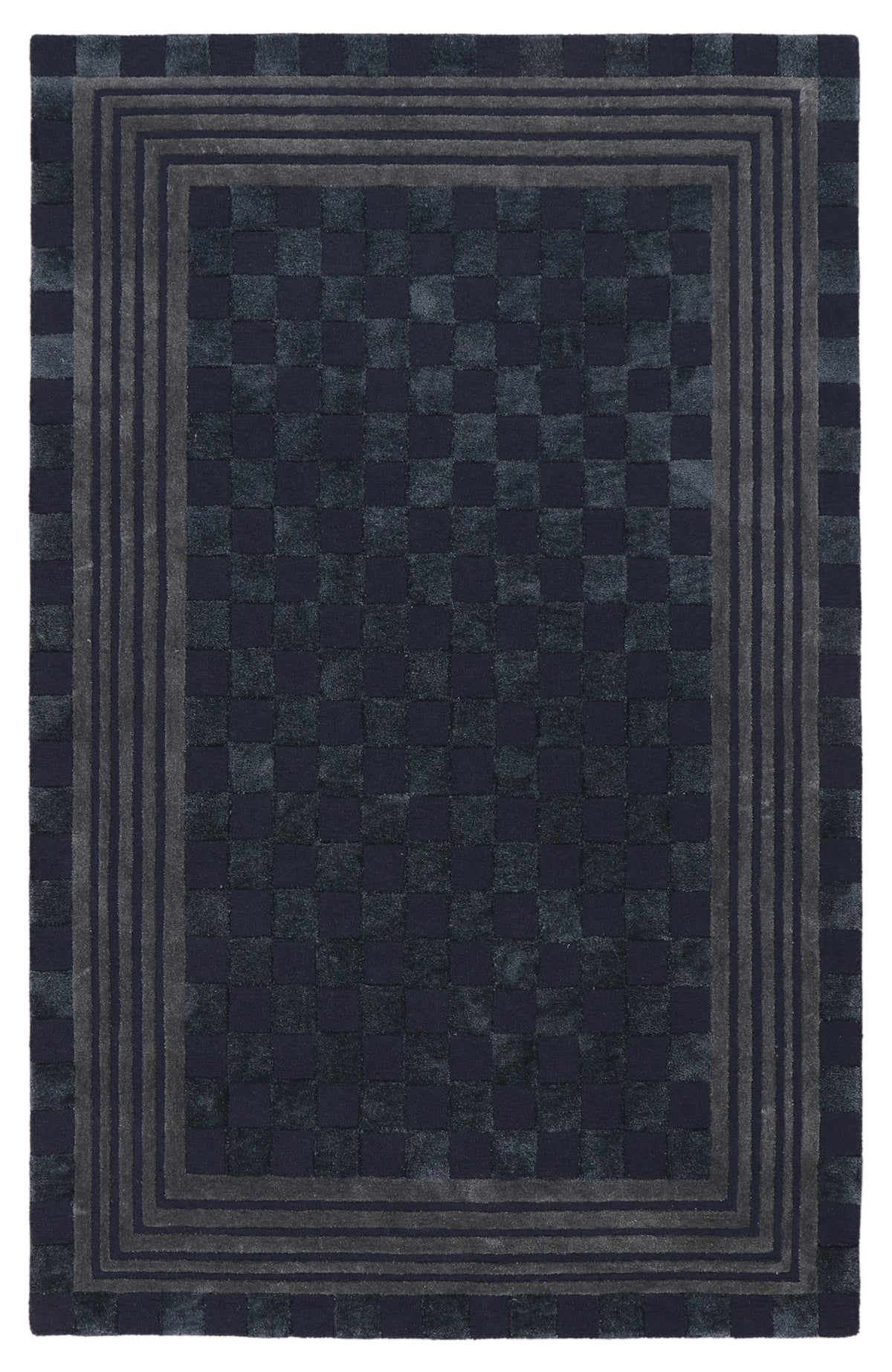 Indigo Blue Tonal Check 5' x 8' Rug