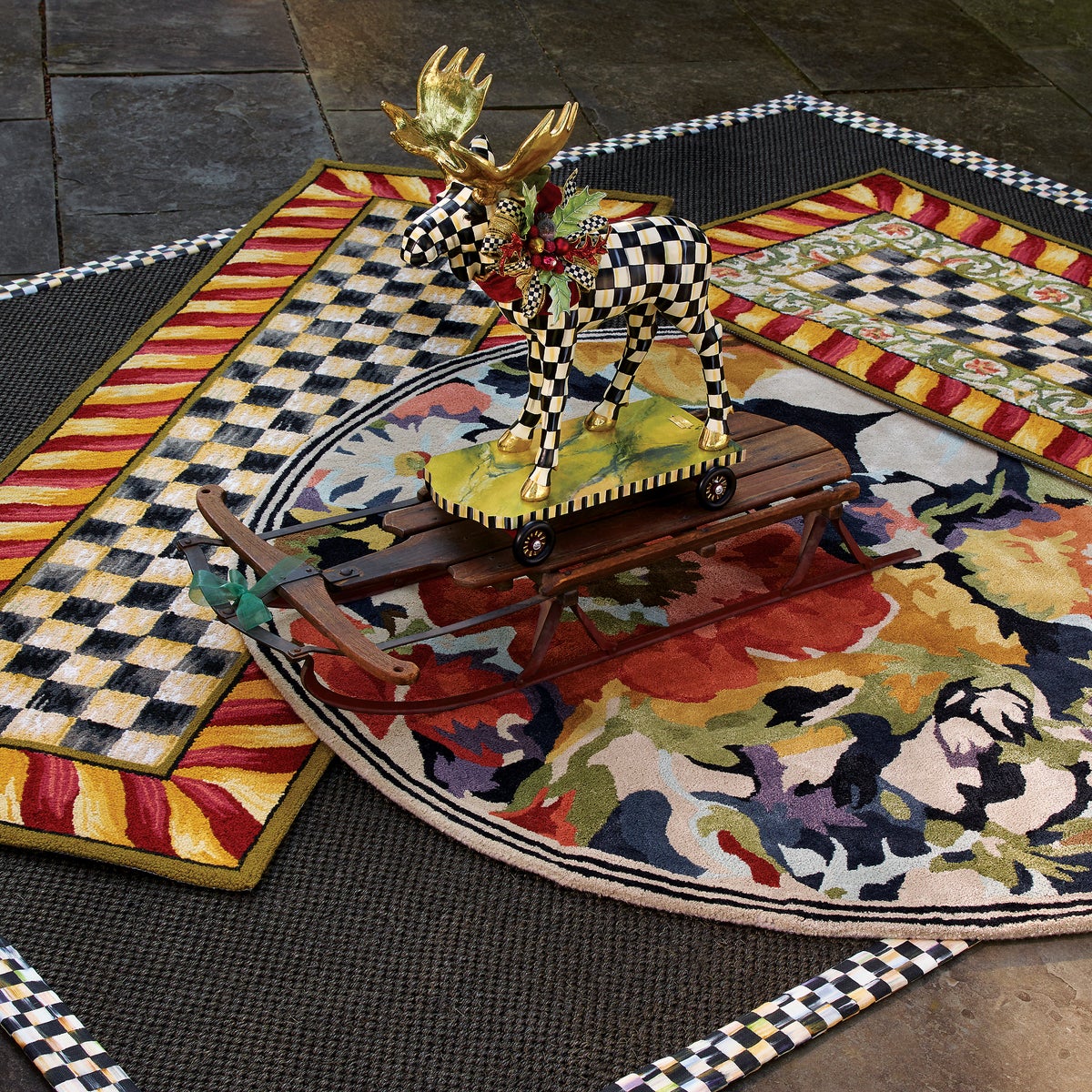 Courtly Check Red & Gold 3' x 5' Rug - Image 3
