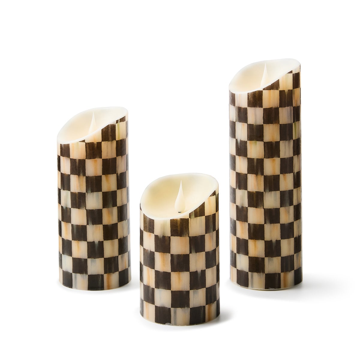 Courtly Check Flameless Candles, Set of 3 - Image 2