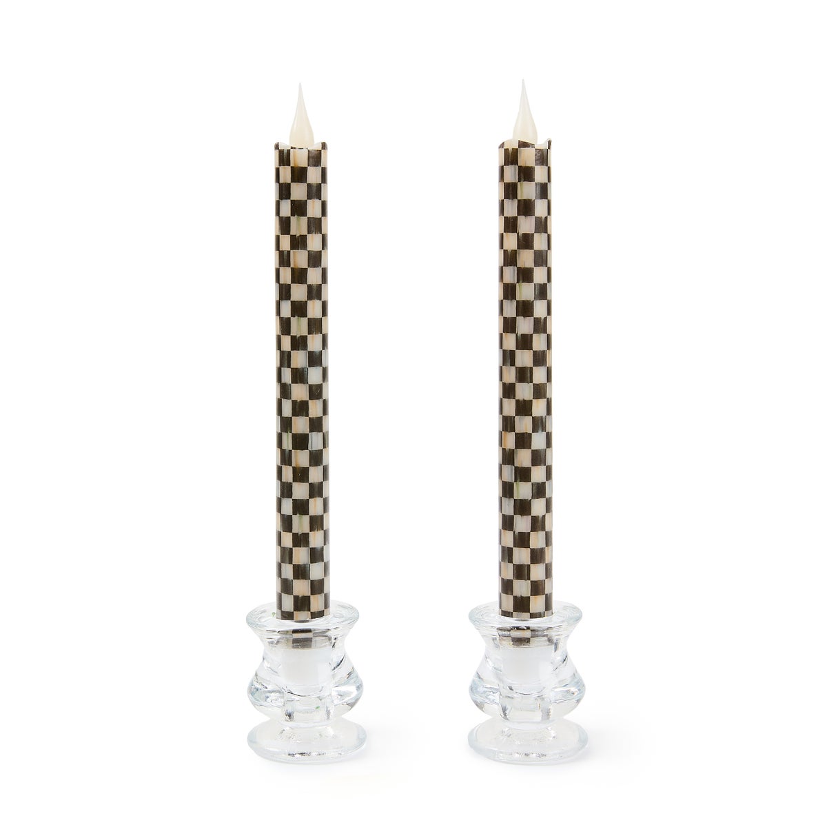 Courtly Check Flameless Dinner Candles, Set of 2