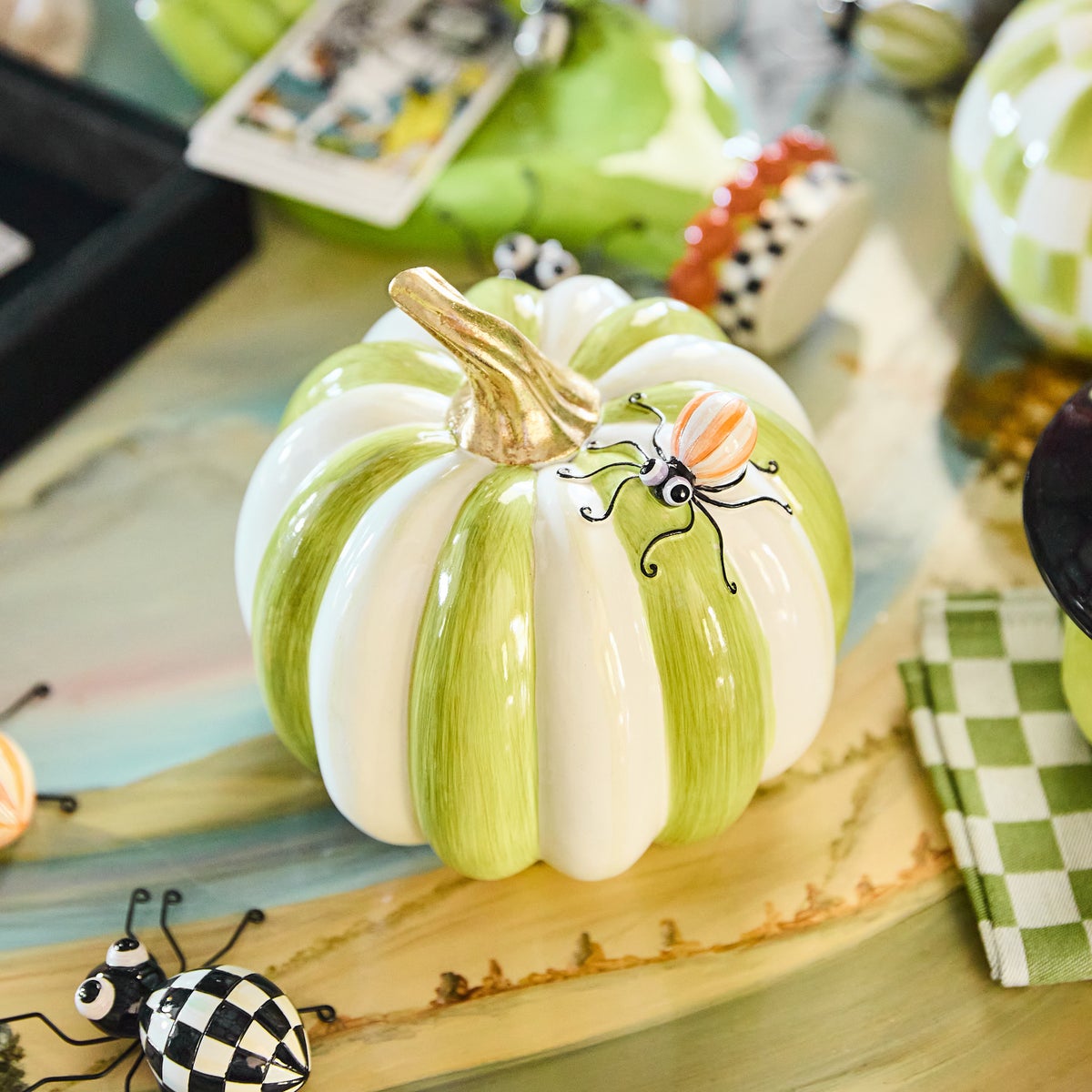 Fergal's Friend Spider on Small Moss Stripe Pumpkin - Image 4