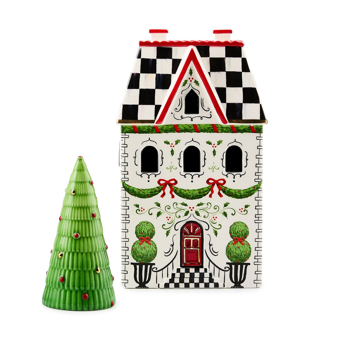 Holly Village Illuminated Ceramic House - Image 2