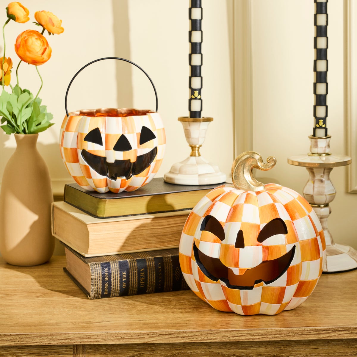 Orange Check Small Illuminated Jack O'Lantern - Image 2