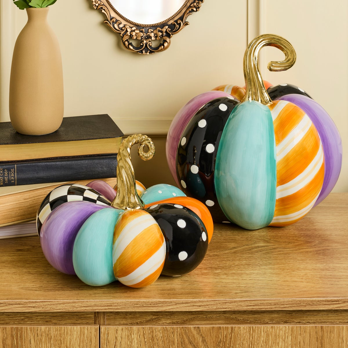 Whimsy Patchwork Small Squashed Pumpkin - Image 2