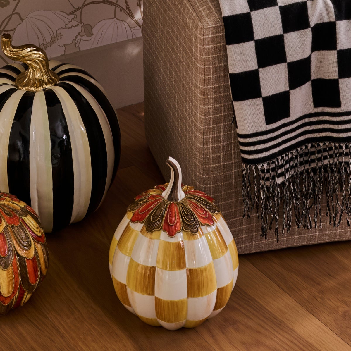 Harvest Glow Amber Check Pumpkin - Image 5