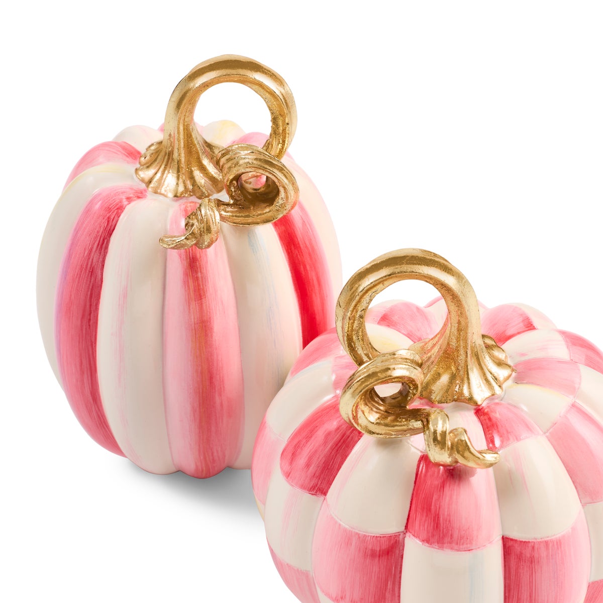 Bubblegum Check and Stripe Petite Pumpkins, Set of 2 - Image 3