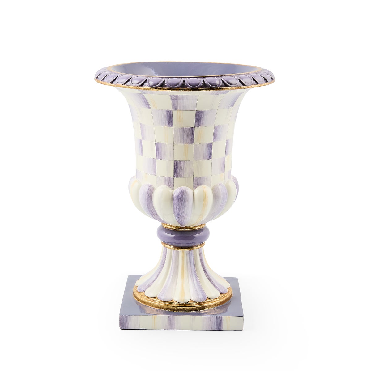 Violet Check Tabletop Pedestal Urn