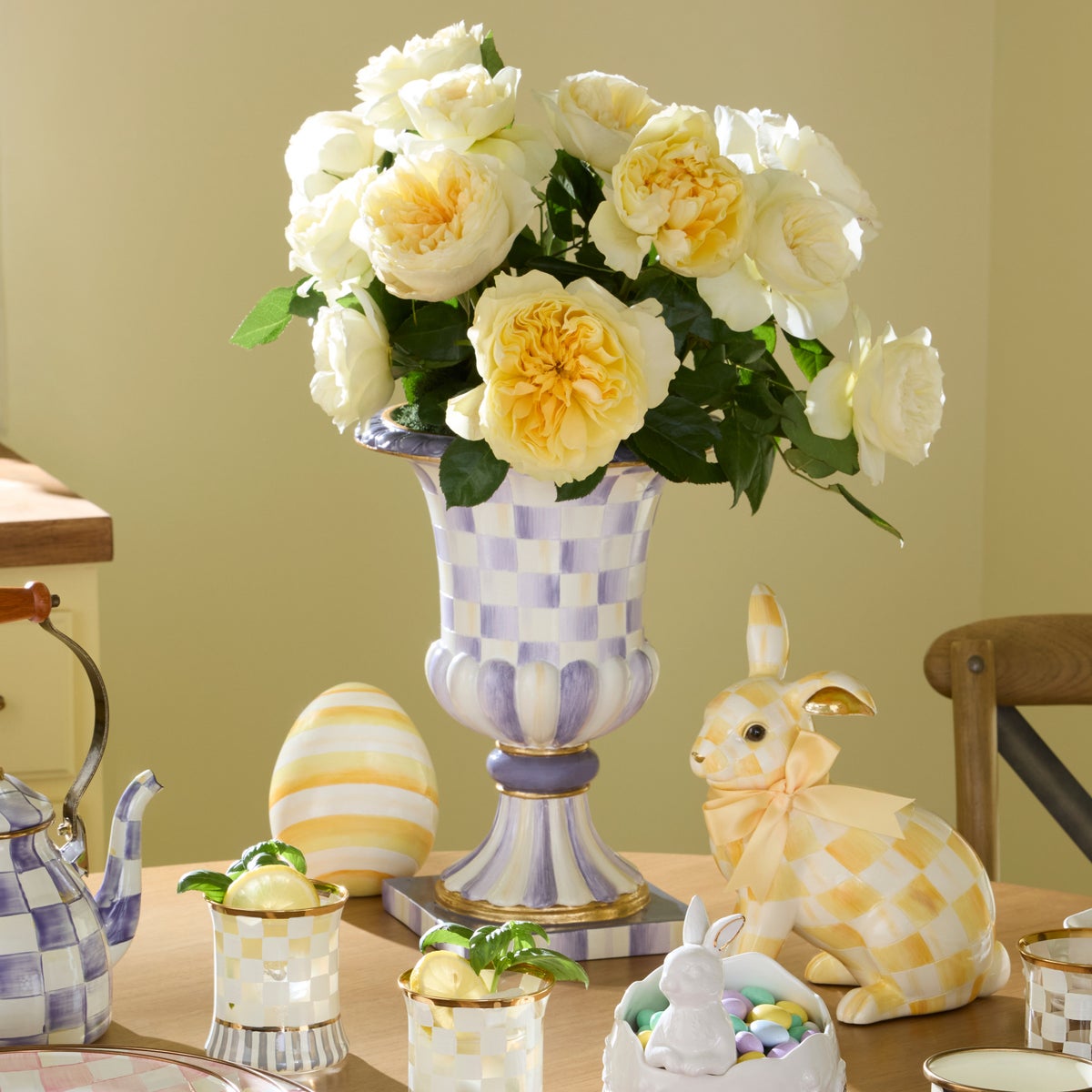 Violet Check Tabletop Pedestal Urn - Image 2
