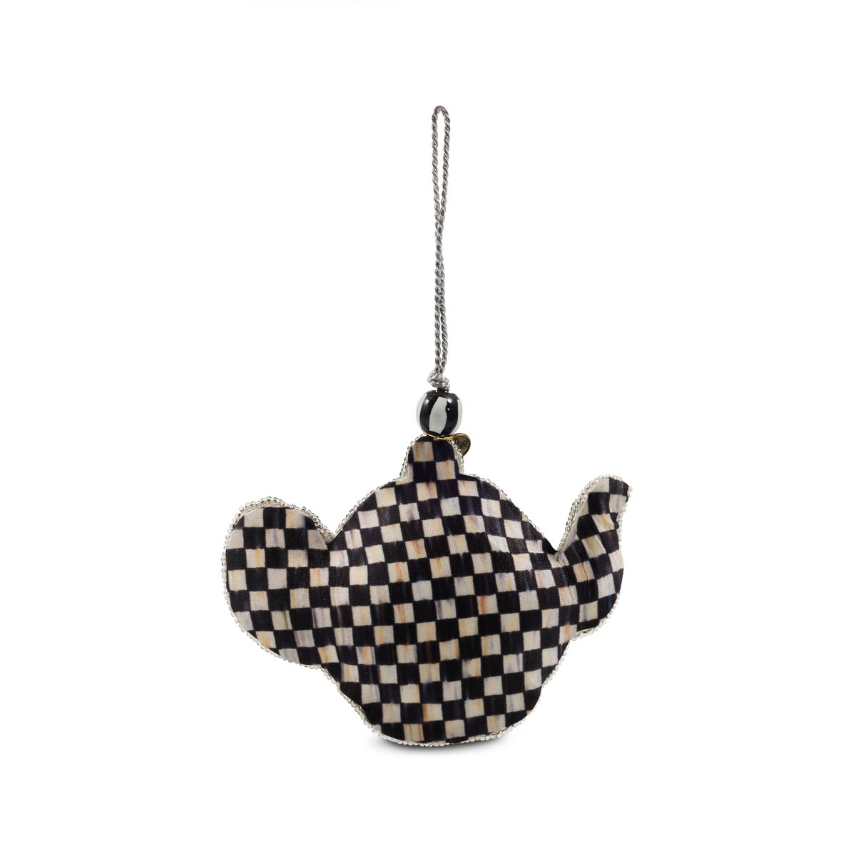 Emerald Check Teapot Beaded Ornament - Image 3