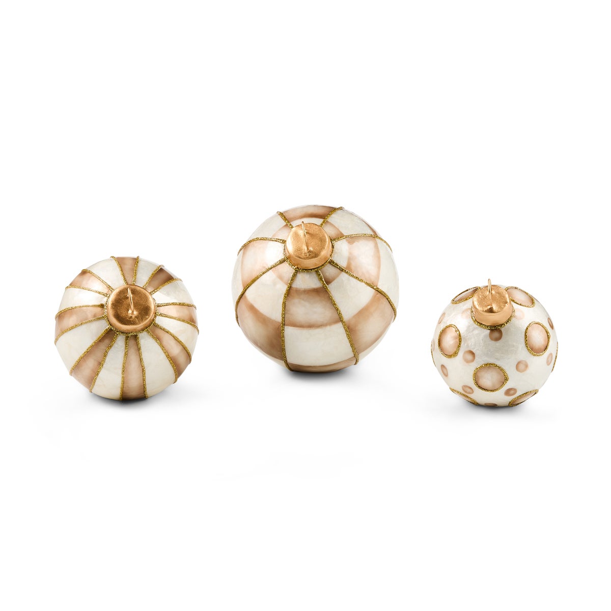 Mocha Capiz Tabletop Ornament Balls, Set of 3 - Image 3