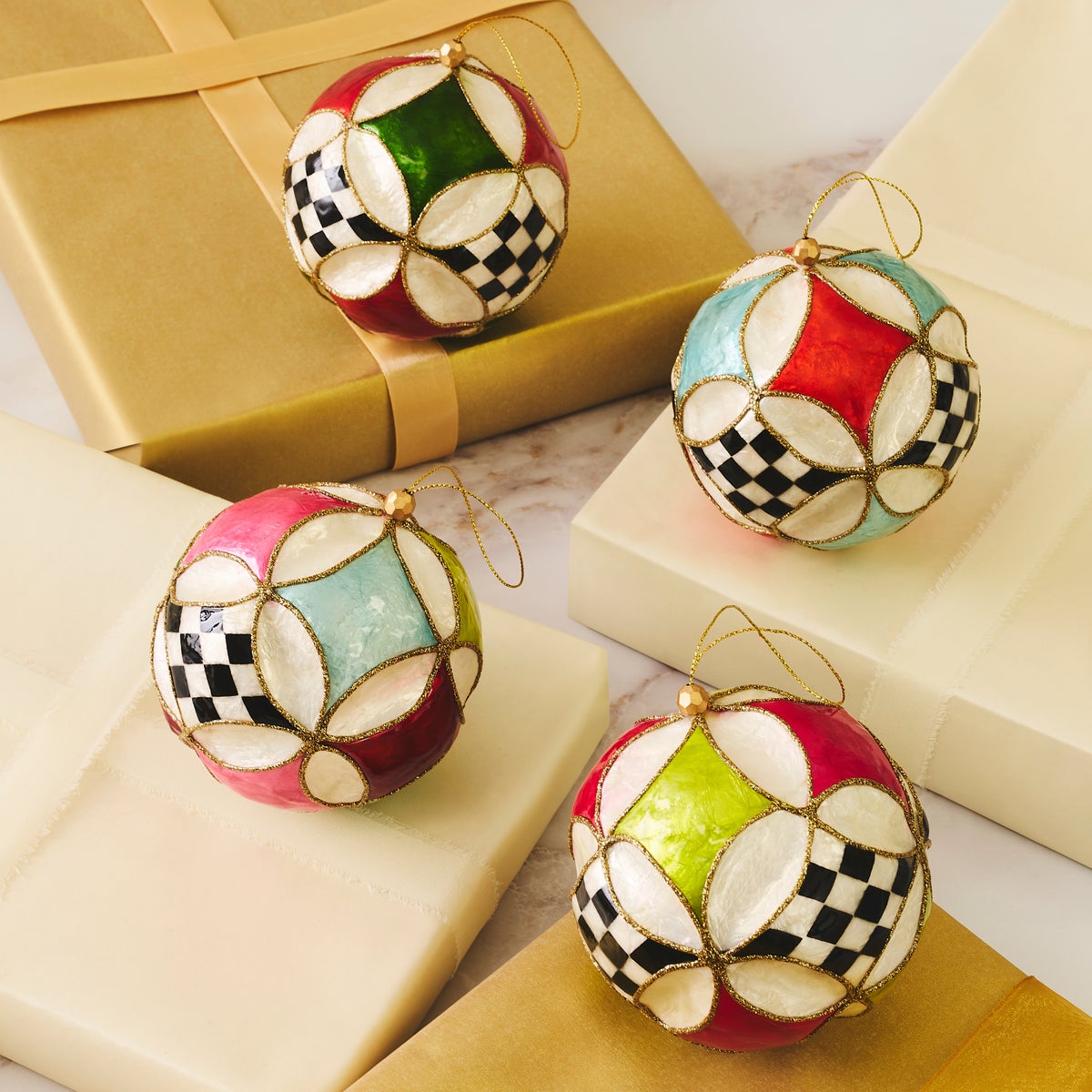 Confetti Capiz Circus Ball Ornaments, Set of 4 - Image 2