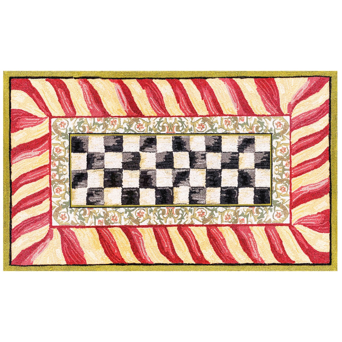Courtly Check Red & Gold 3' x 5' Washable Rug