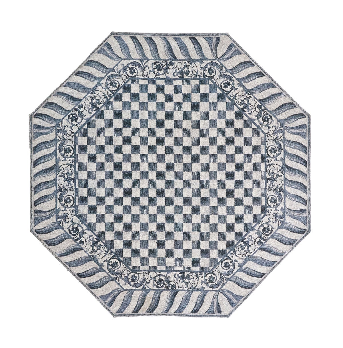 Sterling Check 6' Octagon Washable Rug