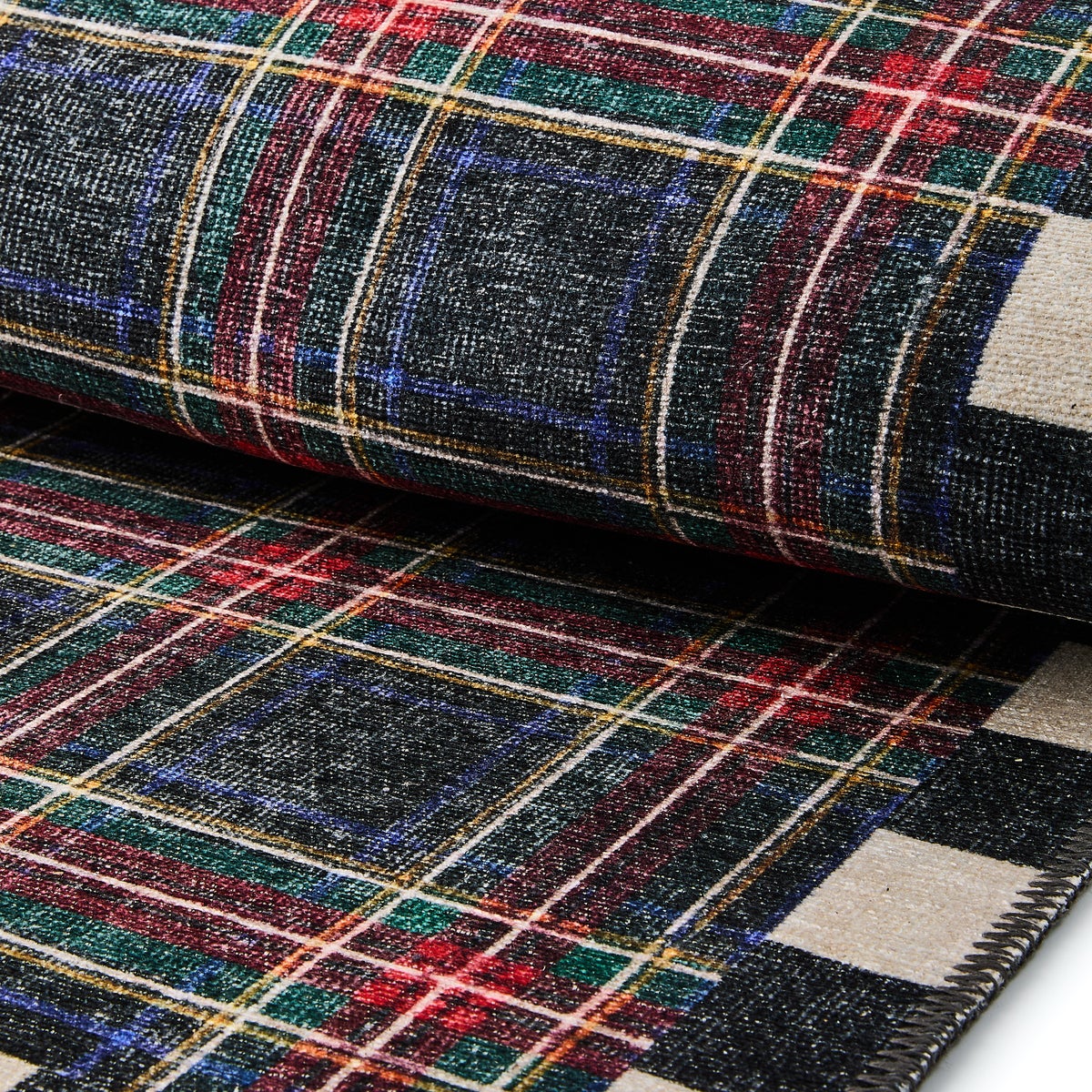Stewart Tartan Black 2'6" x 10' Washable Runner - Image 2
