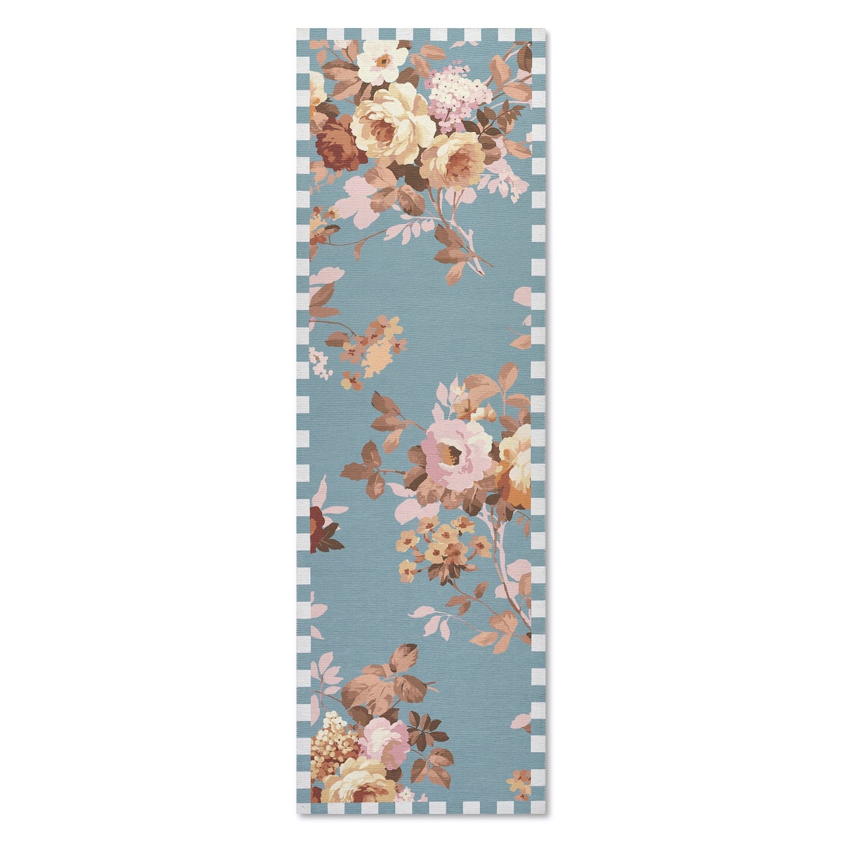 Slate Wild Rose 2'6" x 8' Washable Runner