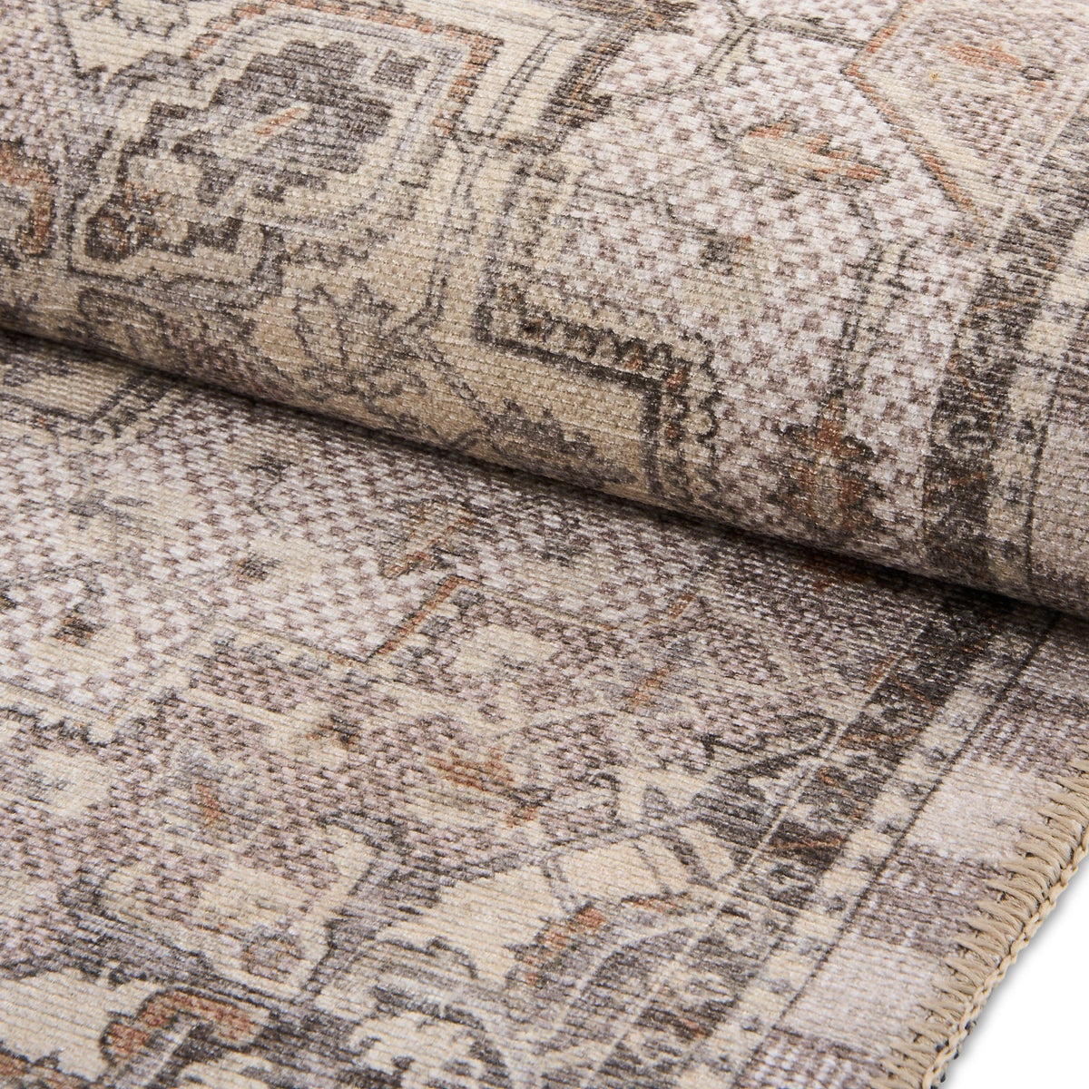 Heriz Checked Mocha 5' x 7'6" Washable Rug - Image 3