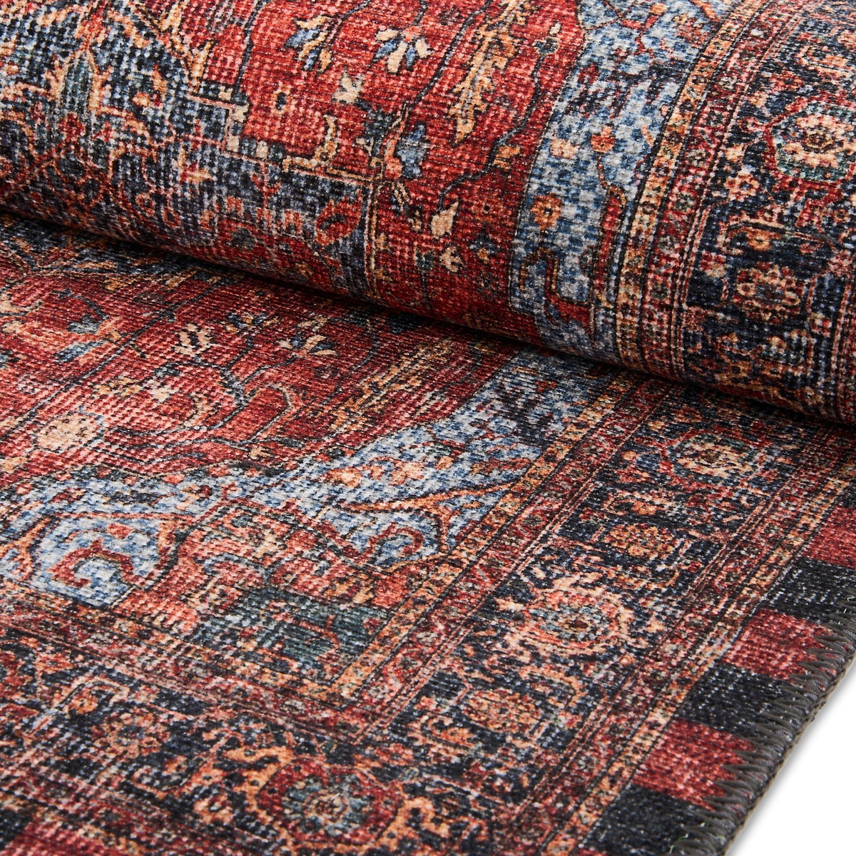 Heriz Checked Red 2'6" x 10' Washable Runner - Image 3