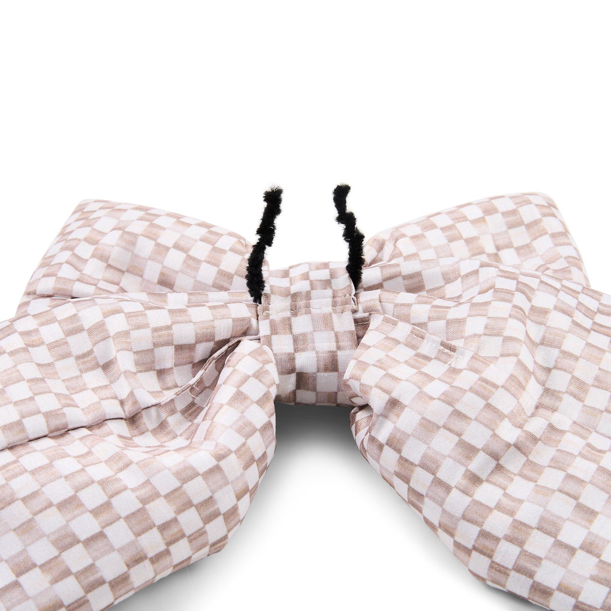 Mocha Check Small Bow - Image 3