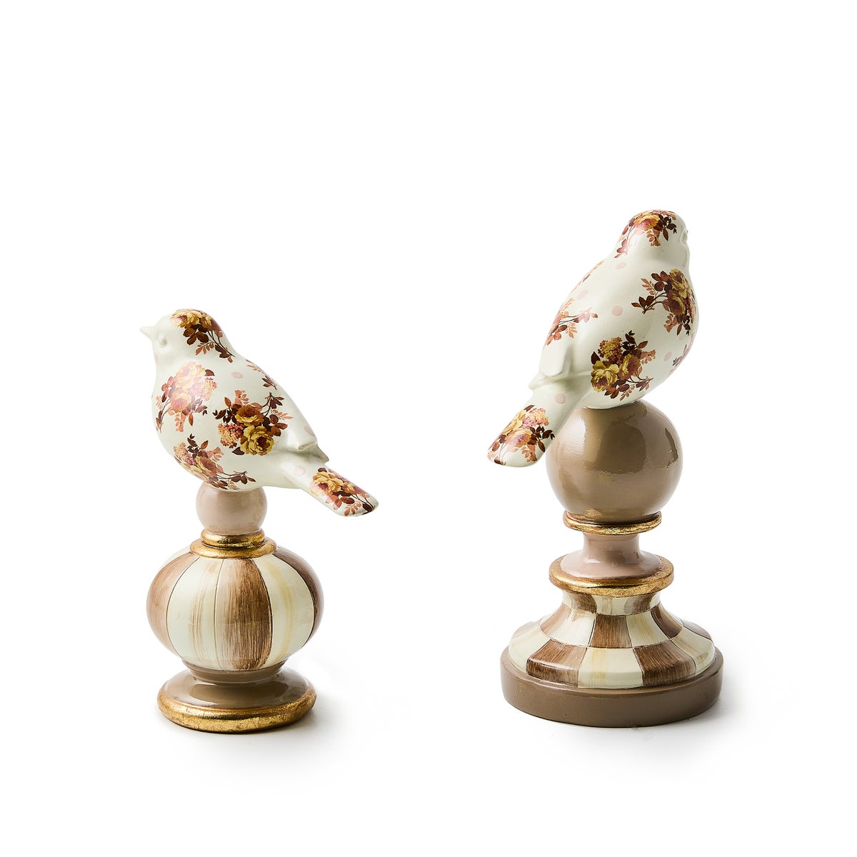 Mocha Wild Rose Bird Topiaries, Set of 2 - Image 3