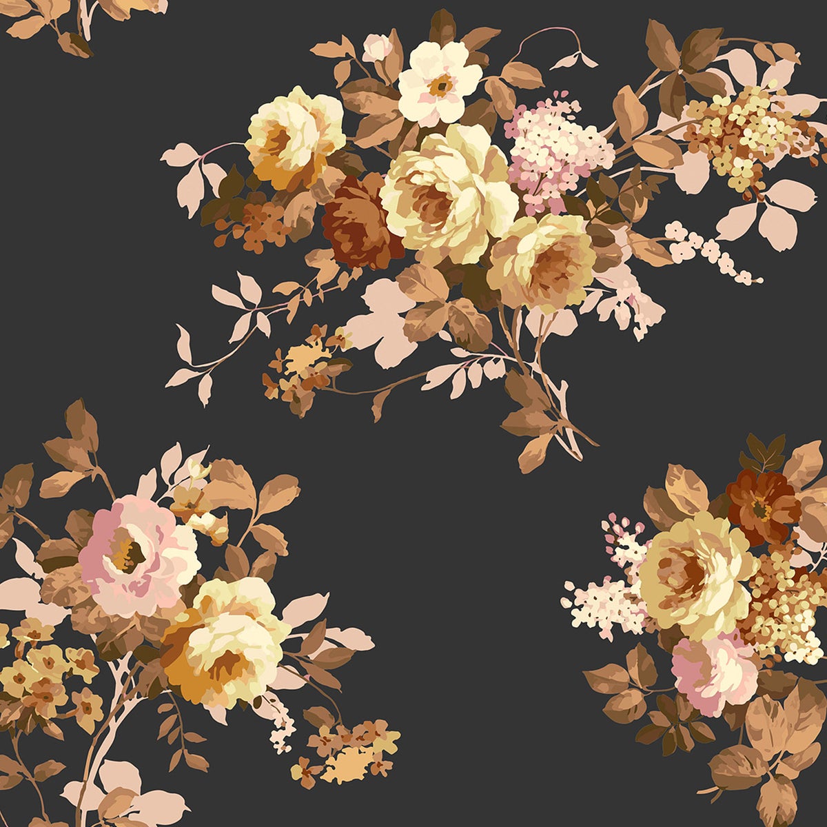 Mocha Wild Rose Peel & Stick Wallpaper