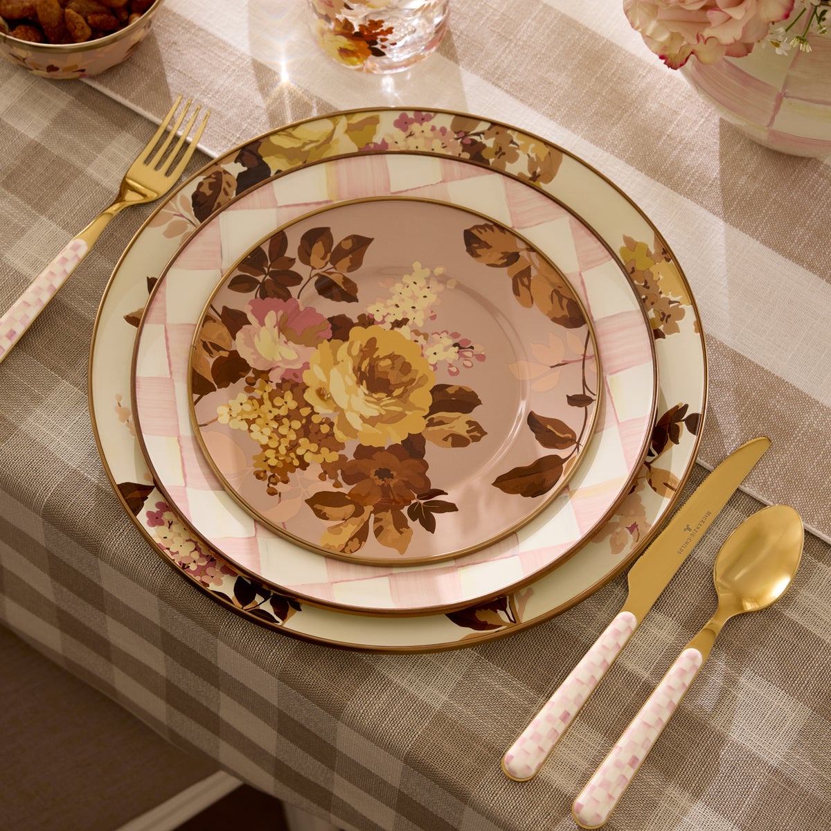 Rosy Check Bistro Flatware 5 Piece Place Setting - Image 3