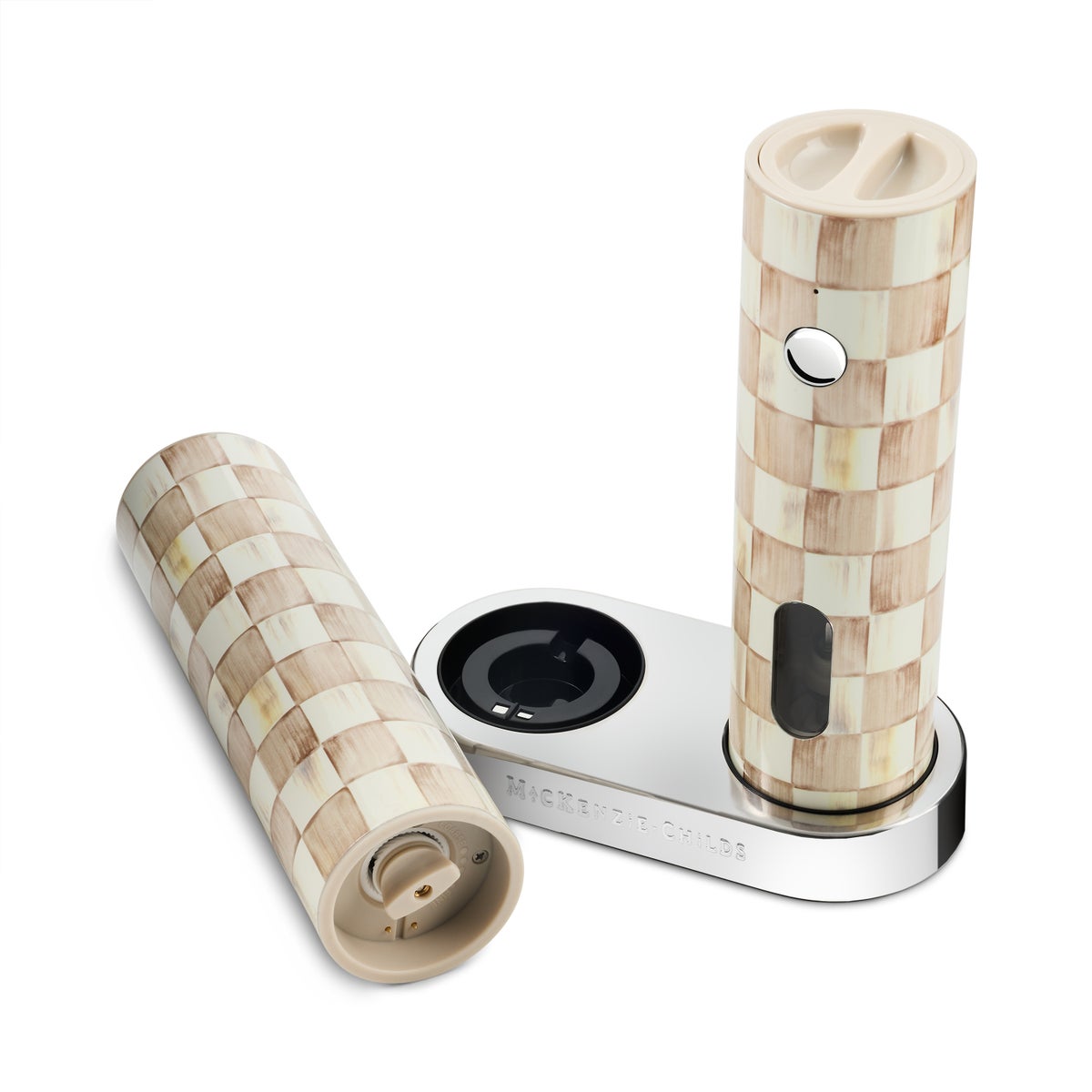 Mocha Check Electric Salt & Pepper Grinder Set - Image 4