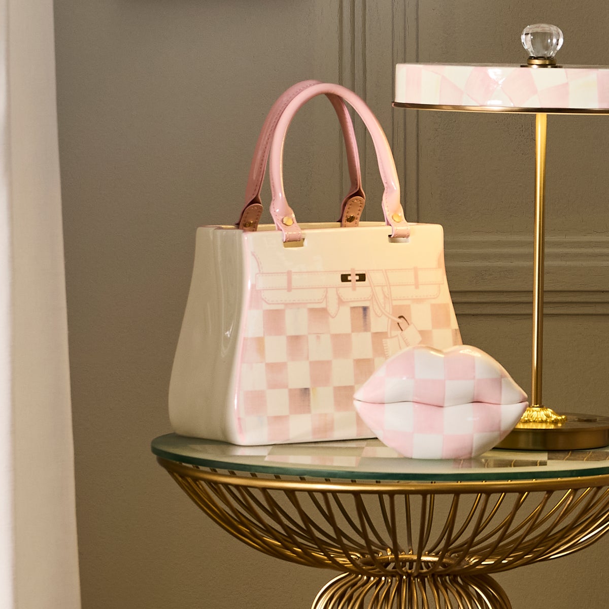 Rosy Check Doodles Handbag Vase - Image 2