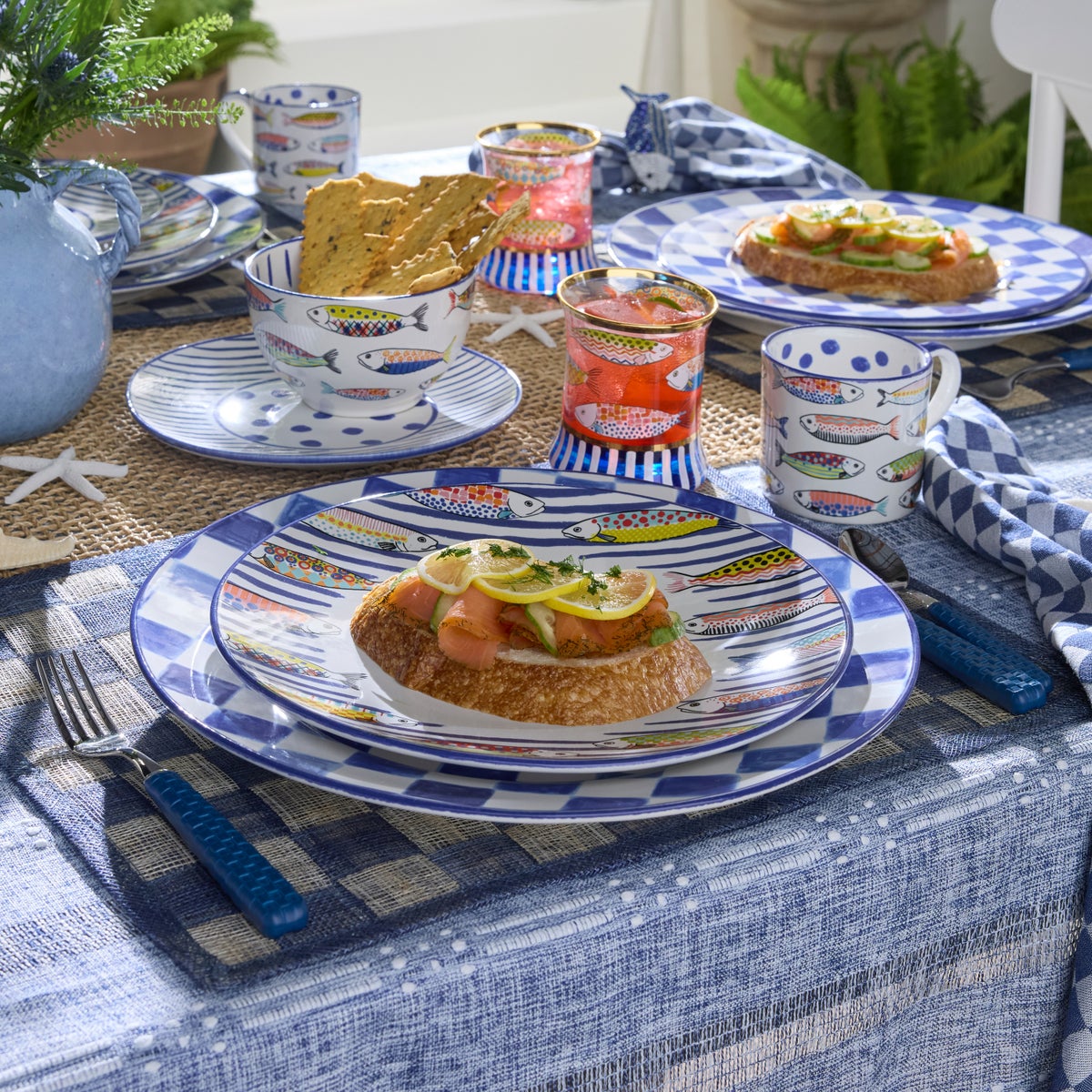 Indigo Check Round Platter - Image 7