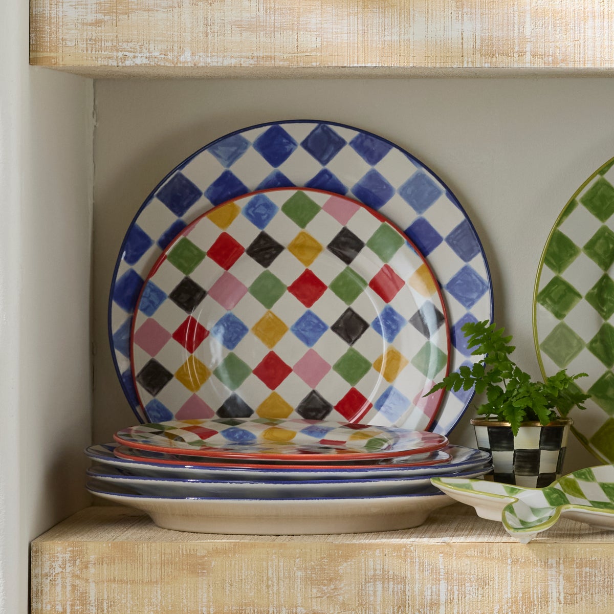 Indigo Check Round Platter - Image 8