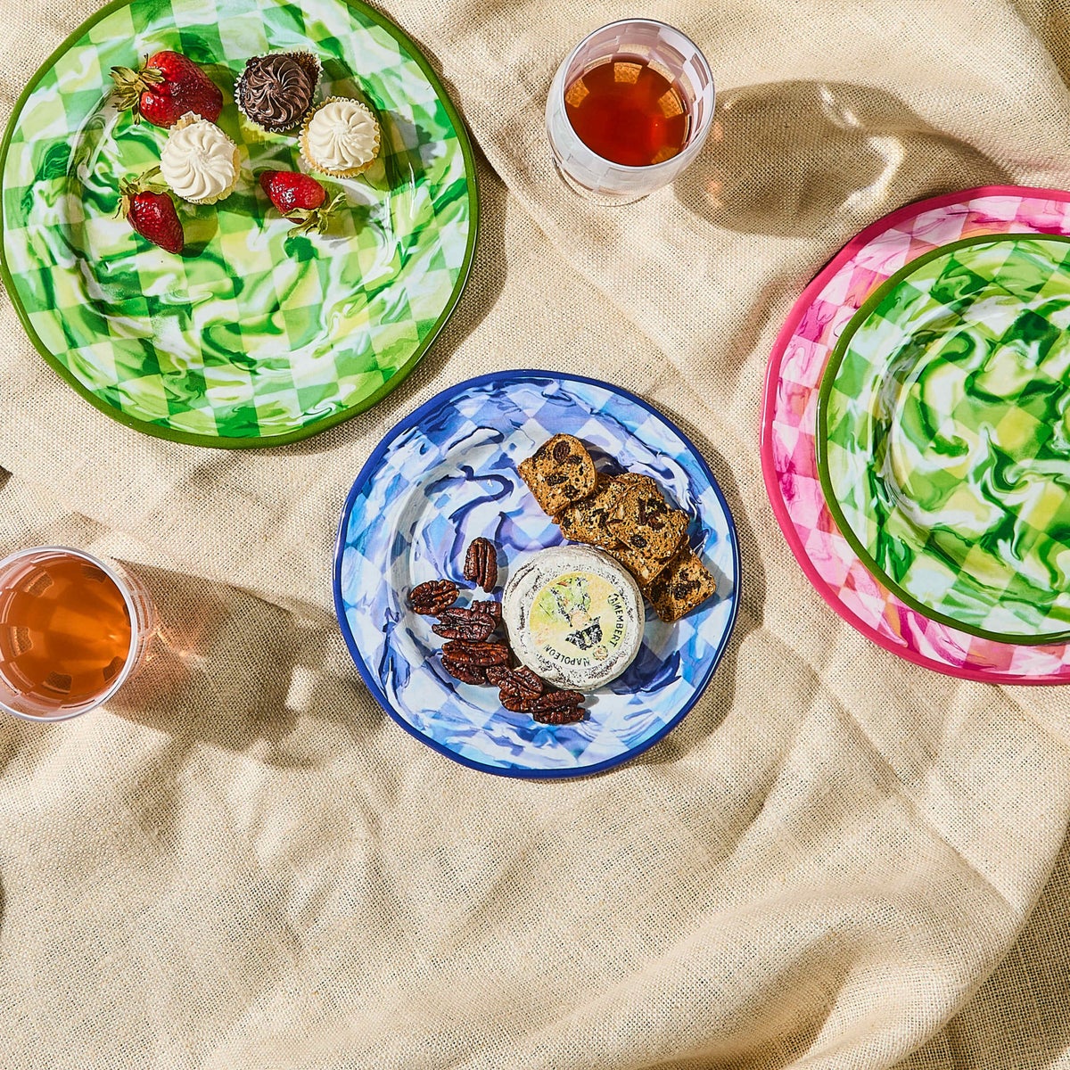 Blue Marble Check Melamine Salad Plates, Set of 4 - Image 5