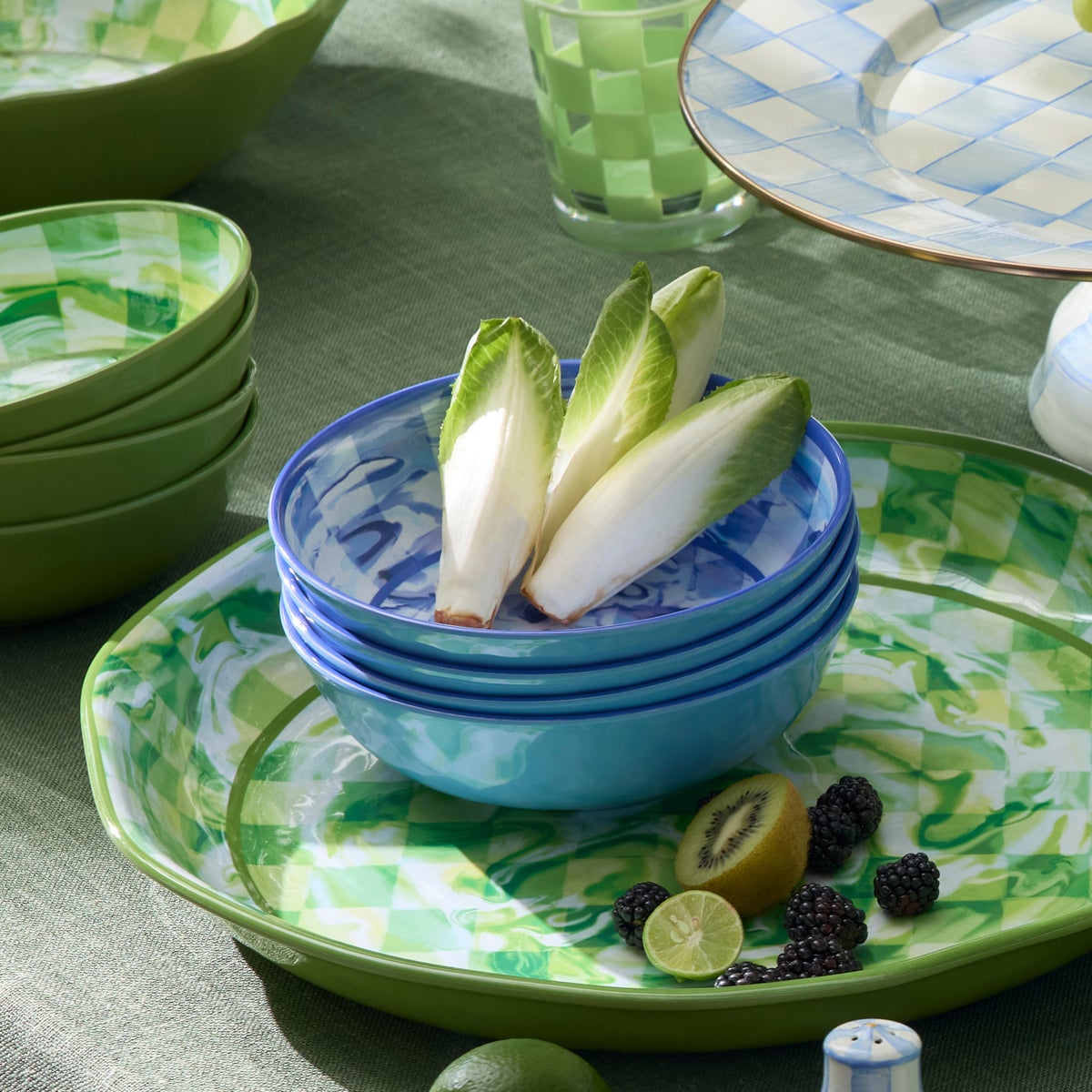 Blue Marble Check Melamine Small Bowls, Set of 4 - Image 6