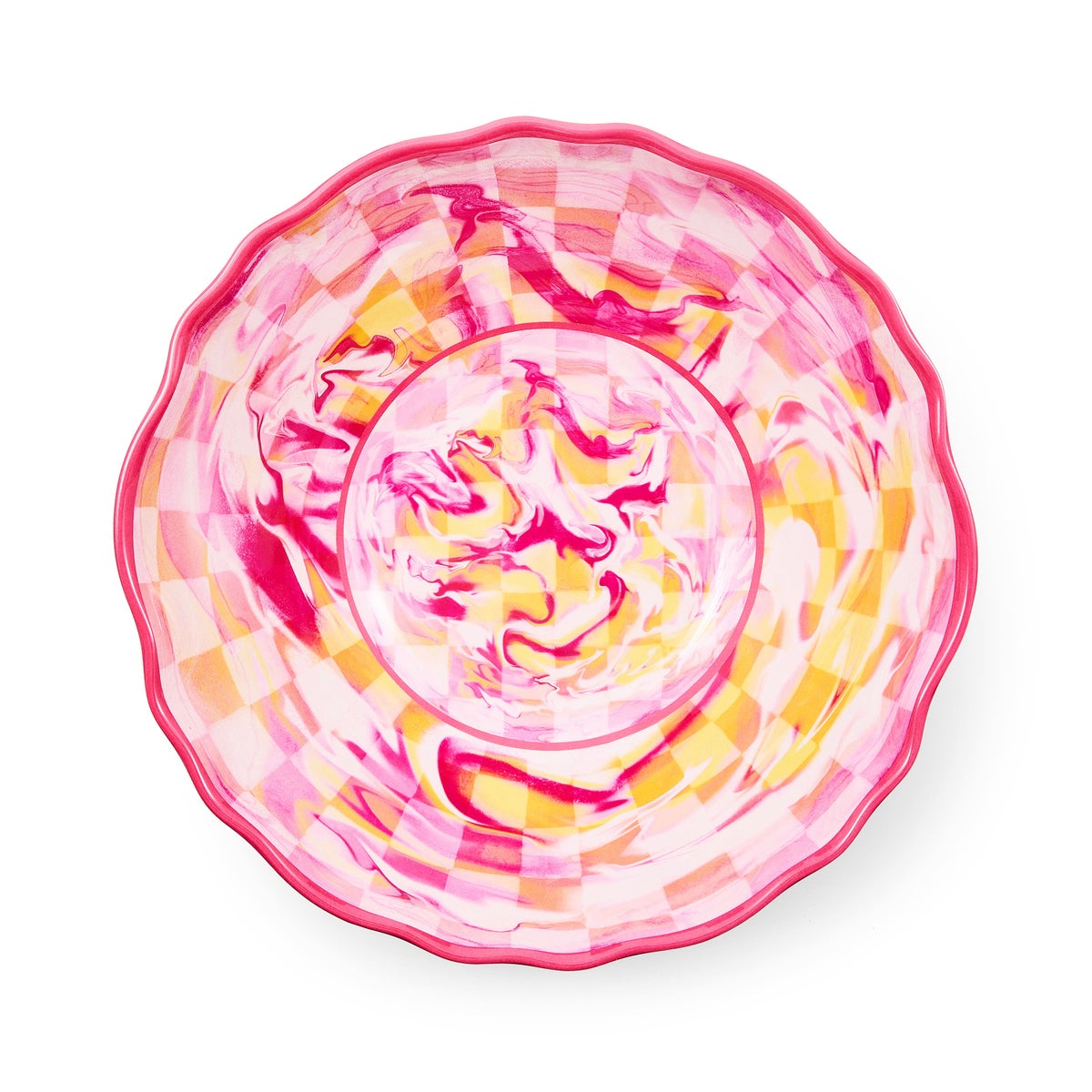 Pink Marble Check Melamine Serving Bowl - Image 3