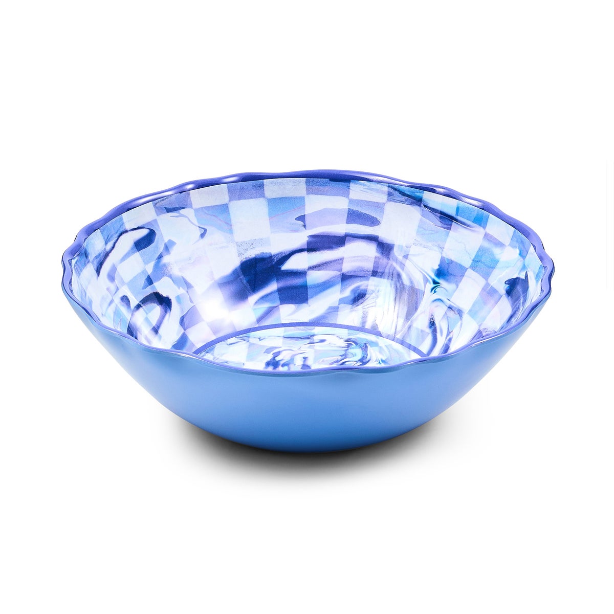 Blue Marble Check Melamine Serving Bowl