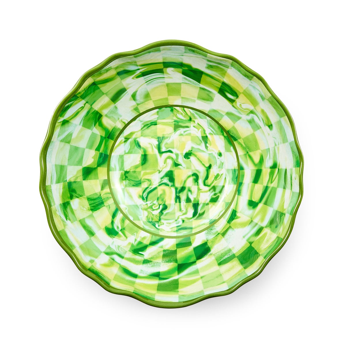 Green Marble Check Melamine Serving Bowl - Image 3